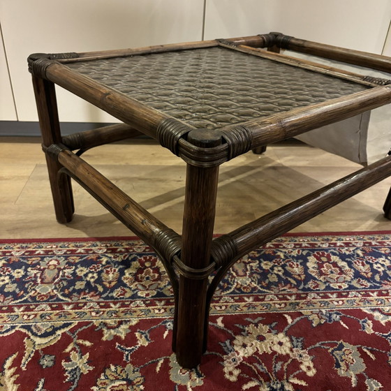 Image 1 of Manou Rattan Coffee Table With Smoked Glass And Reading Element