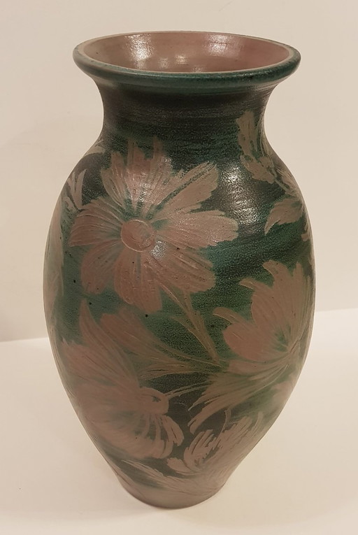 Floral Art Nouveau Earthenware Vase