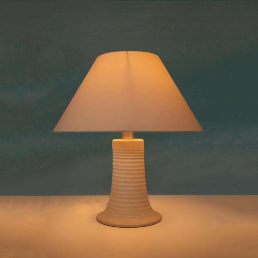 Bohemian table lamp 60s/70s, natural shades of ribbing