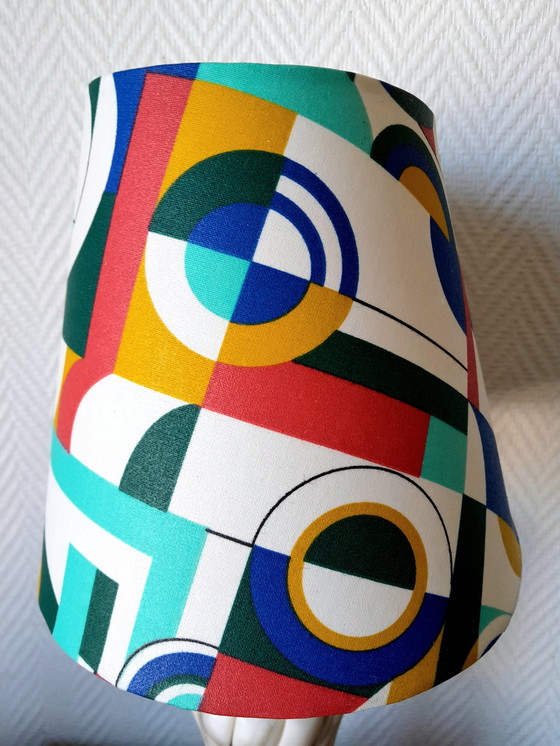 Image 1 of Vintage Alabaster Lamp With Abstract Shade