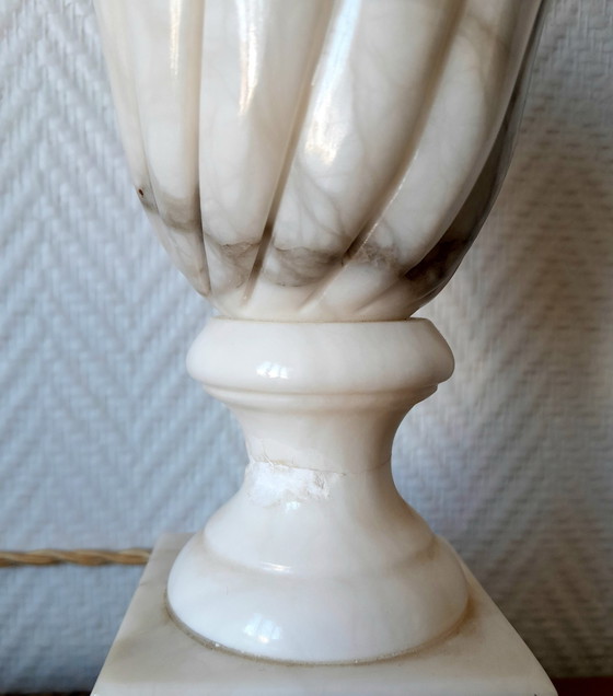 Image 1 of Vintage Alabaster Lamp With Abstract Shade