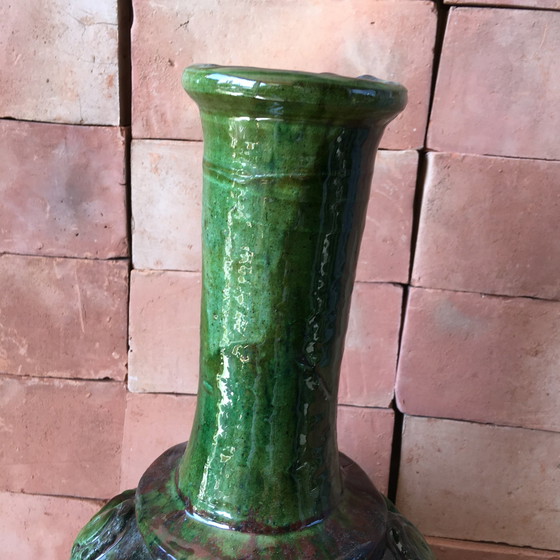 Image 1 of Tamegroute Glazed Earthenware Pottery Vase