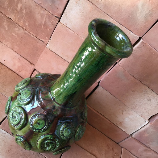 Tamegroute Glazed Earthenware Pottery Vase