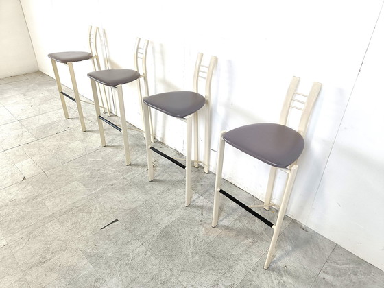 Image 1 of Vintage chrome wire bar stools, 1980s - set of 4