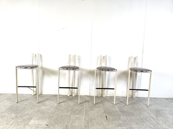 Image 1 of Vintage chrome wire bar stools, 1980s - set of 4