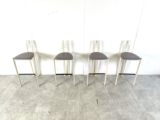 Image 1 of Vintage chrome wire bar stools, 1980s - set of 4
