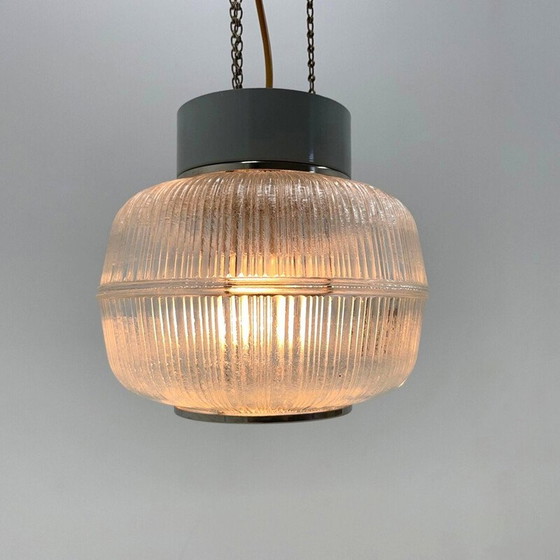 Image 1 of Vintage glass and metal pendant lamp, Czechoslovakia 1960s