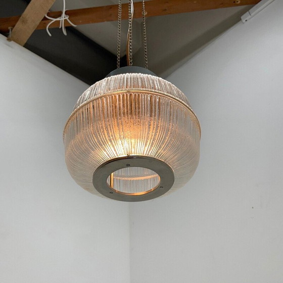 Image 1 of Vintage glass and metal pendant lamp, Czechoslovakia 1960s