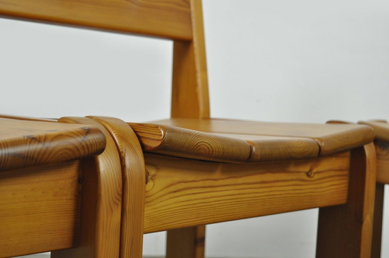 Image 1 of Houtwerk Hattem / Solid Pine Brutalist Dining Table Chairs / Ate Van Apeldoorn / 1970S Netherlands