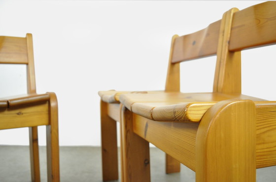 Image 1 of Houtwerk Hattem / Solid Pine Brutalist Dining Table Chairs / Ate Van Apeldoorn / 1970S Netherlands