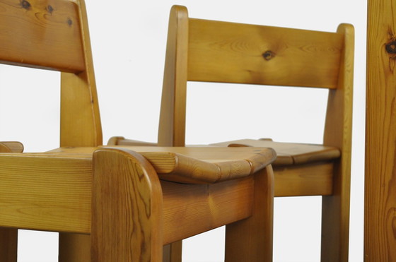 Image 1 of Houtwerk Hattem / Solid Pine Brutalist Dining Table Chairs / Ate Van Apeldoorn / 1970S Netherlands