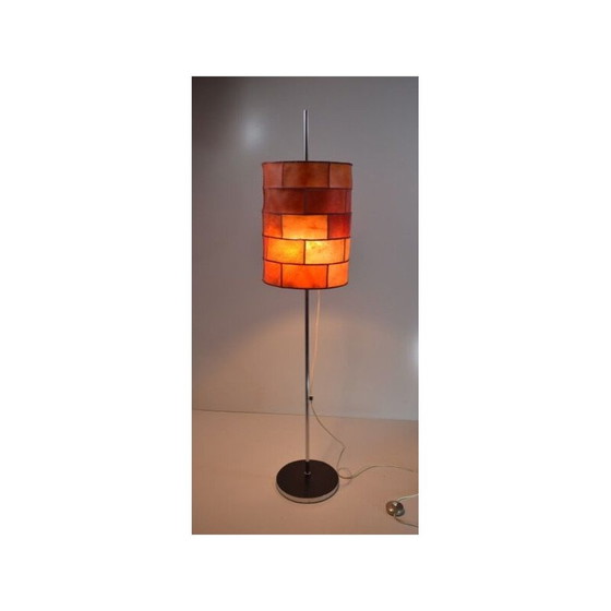 Image 1 of Lampada da terra vintage in pelle e cromo patchwork, anni '70
