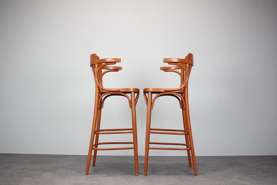 Image 1 of Set Of 2 Vintage Bar Stools By Ton, 1980