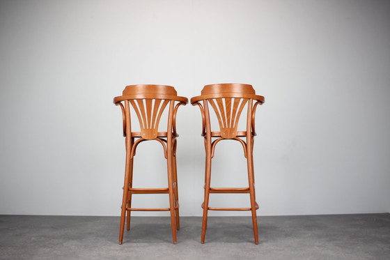 Image 1 of Set Of 2 Vintage Bar Stools By Ton, 1980