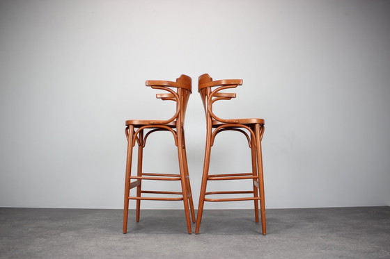 Image 1 of Set Of 2 Vintage Bar Stools By Ton, 1980