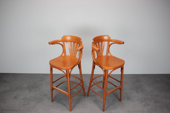 Image 1 of Set Of 2 Vintage Bar Stools By Ton, 1980