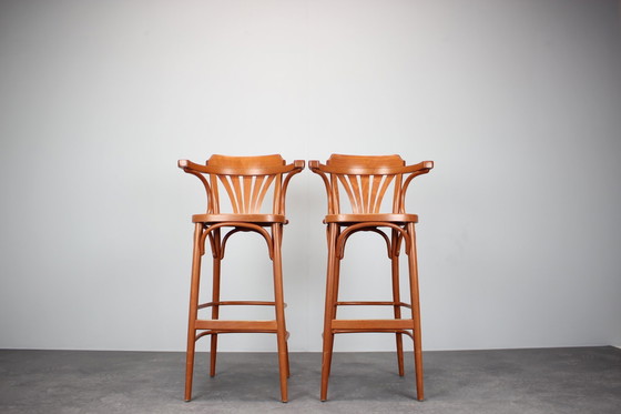 Image 1 of Set Of 2 Vintage Bar Stools By Ton, 1980