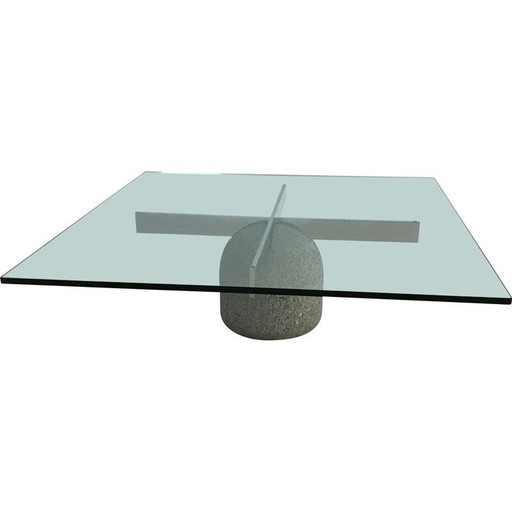 Paracarro" vintage coffee table in glass and concrete by Giovanni Offredi, Italy 1970