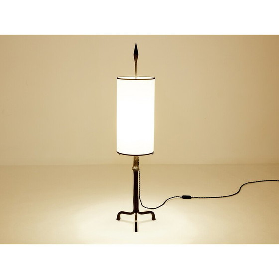 Image 1 of Vintage beaten iron lamp by Francis Dewaele for Les Artisans de Marolles, 1955