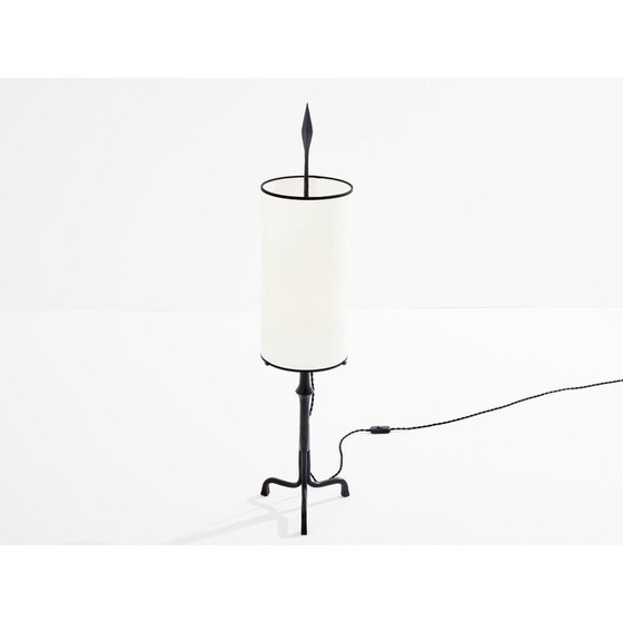 Image 1 of Vintage beaten iron lamp by Francis Dewaele for Les Artisans de Marolles, 1955