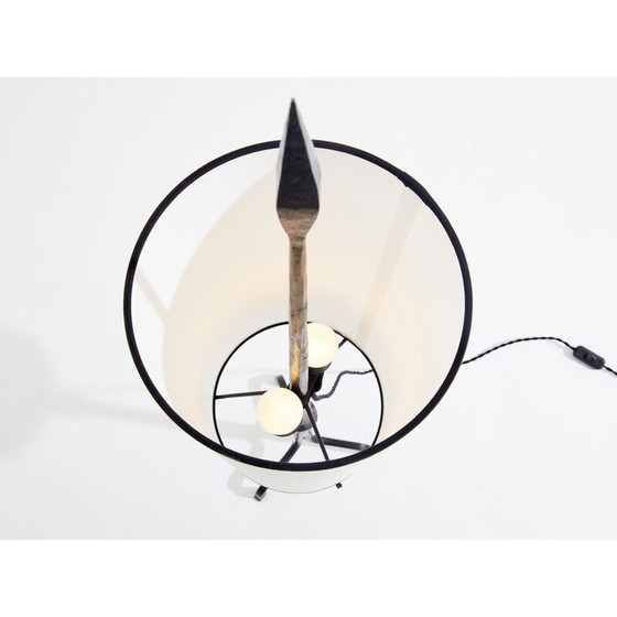Image 1 of Vintage beaten iron lamp by Francis Dewaele for Les Artisans de Marolles, 1955