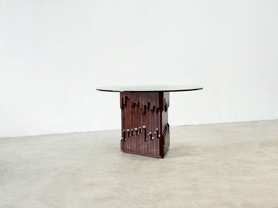 Image 1 of Table de salle à manger Barium sculpturale en bois de Luciano Frigerio