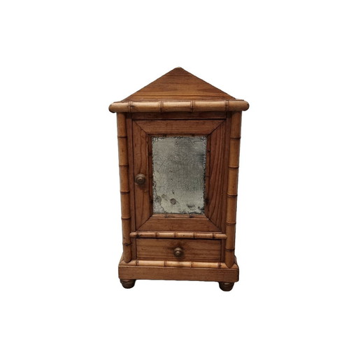 French Faux Bamboo Miniature Cabinet, 1930s