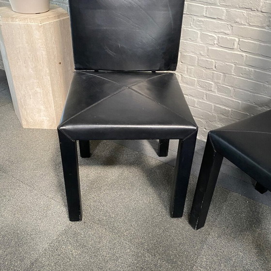Image 1 of Pair of vintage Arcalla chairs in black leather by Paolo Piva for B et B, Italy 1990