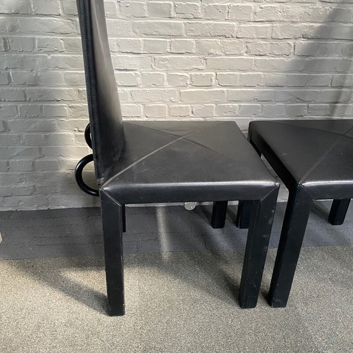 Pair of vintage Arcalla chairs in black leather by Paolo Piva for B et B, Italy 1990