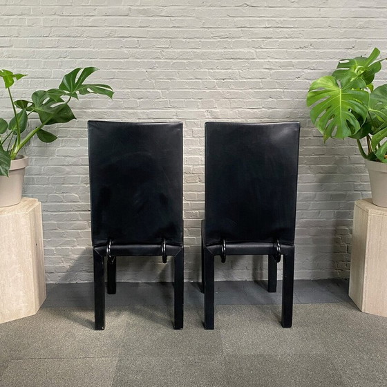 Image 1 of Pair of vintage Arcalla chairs in black leather by Paolo Piva for B et B, Italy 1990