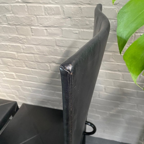 Image 1 of Pair of vintage Arcalla chairs in black leather by Paolo Piva for B et B, Italy 1990
