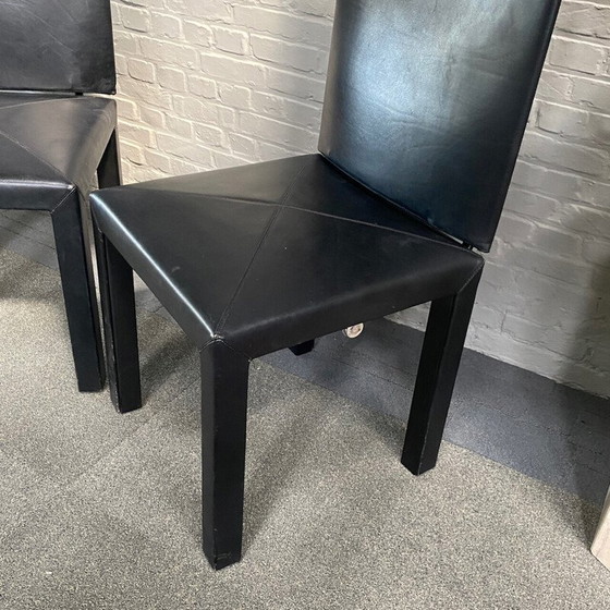 Image 1 of Pair of vintage Arcalla chairs in black leather by Paolo Piva for B et B, Italy 1990
