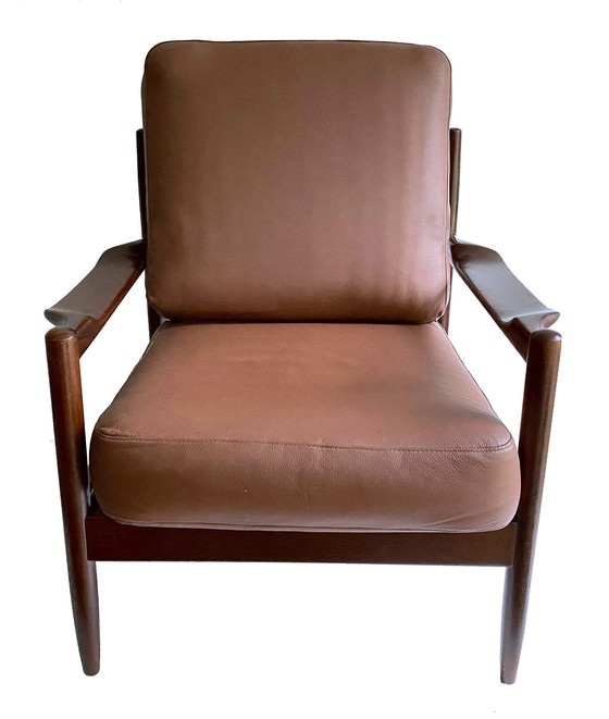 Image 1 of 2x  Vintage Danish Modern Chairs, Teak and Leather