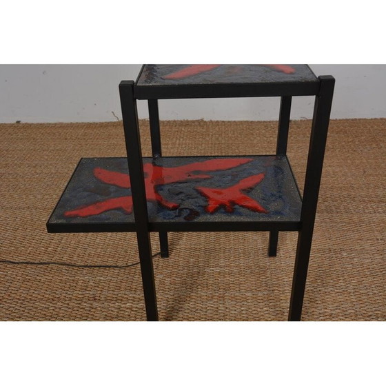 Image 1 of Lampada da terra vintage in metallo laccato nero, 1950