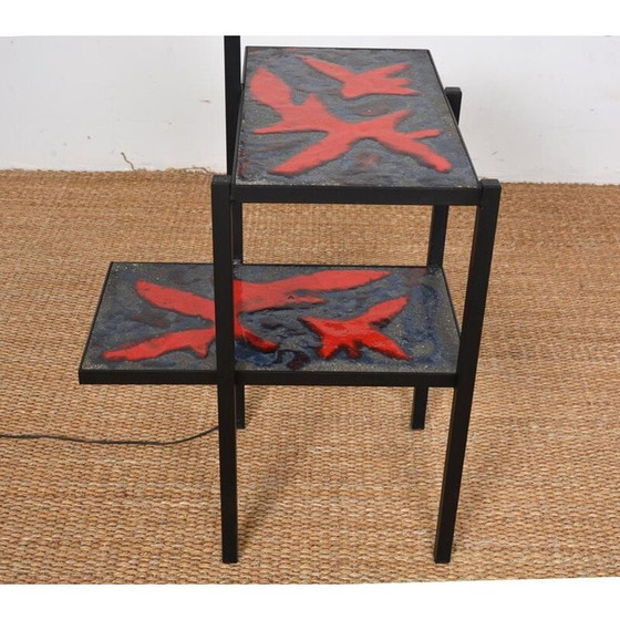 Image 1 of Lampada da terra vintage in metallo laccato nero, 1950