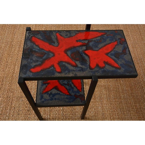 Image 1 of Lampada da terra vintage in metallo laccato nero, 1950