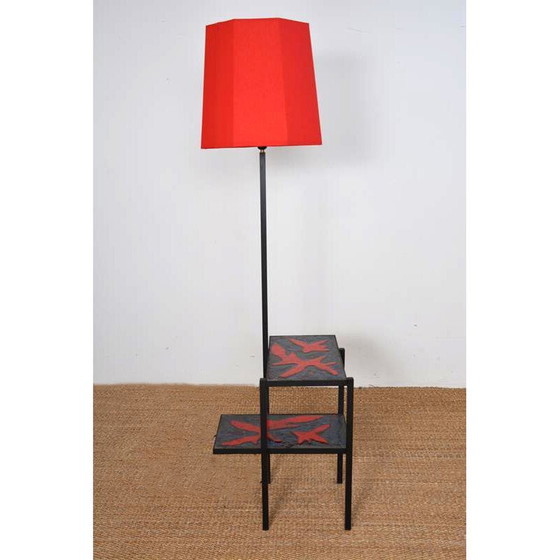 Image 1 of Lampada da terra vintage in metallo laccato nero, 1950