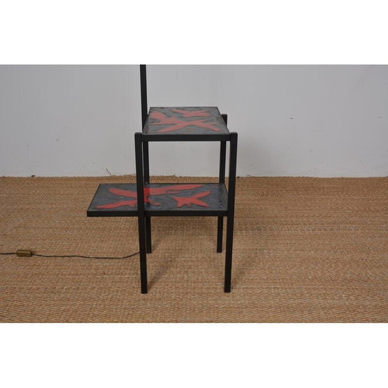 Image 1 of Lampada da terra vintage in metallo laccato nero, 1950