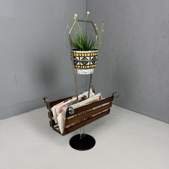 Image 1 of Vintage '60S Plant Stand/Magazine Rack Teak