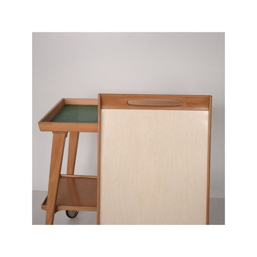 Vintage beech serving table for Opal Möbel, Germany 1960s