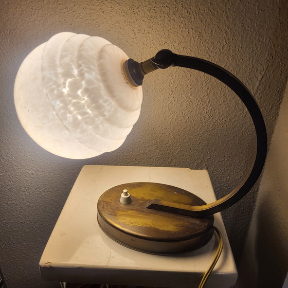 Image 1 of Art Deco And Glass Table Lamp From Clichy