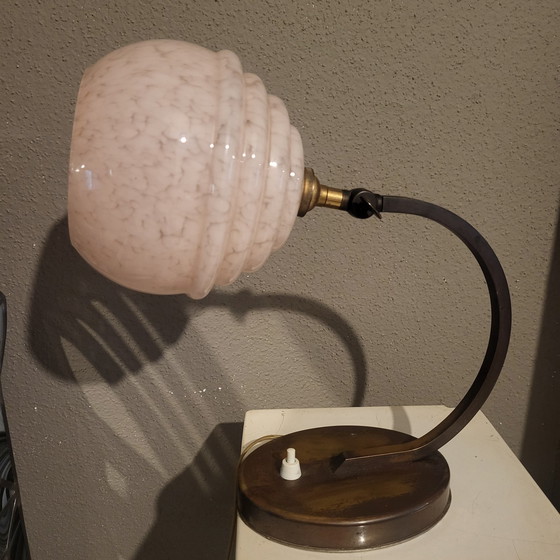 Image 1 of Art Deco And Glass Table Lamp From Clichy