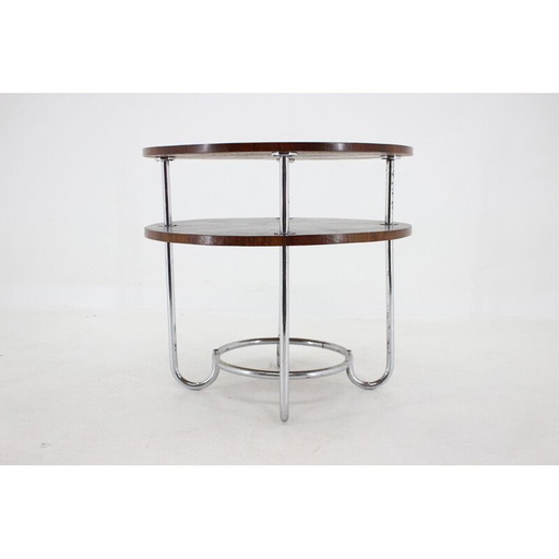 Vintage functionalist walnut coffee table, Czechoslovakia 1930