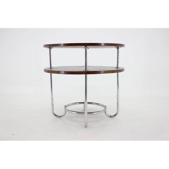 Image 1 of Vintage functionalist walnut coffee table, Czechoslovakia 1930