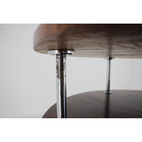 Image 1 of Vintage functionalist walnut coffee table, Czechoslovakia 1930