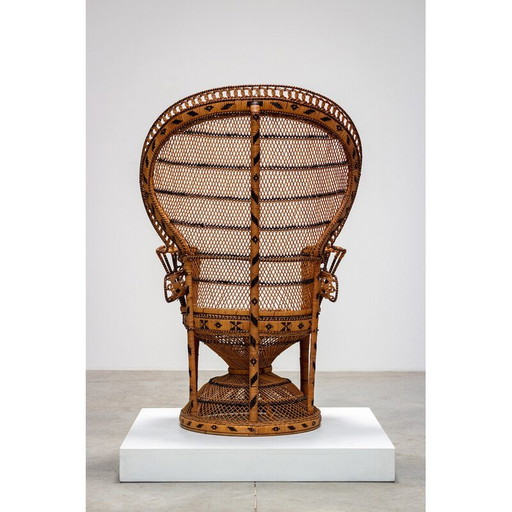 Vintage Emmanuelle wicker armchair, 1970