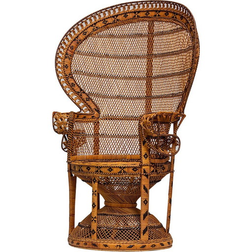 Vintage Emmanuelle wicker armchair, 1970
