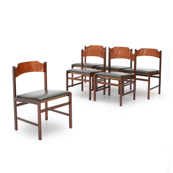 Image 1 of Set of 6 vintage chairs in solid wood and plywood by Guido Faleschini for Fratelli Proserpio, Italy 1960