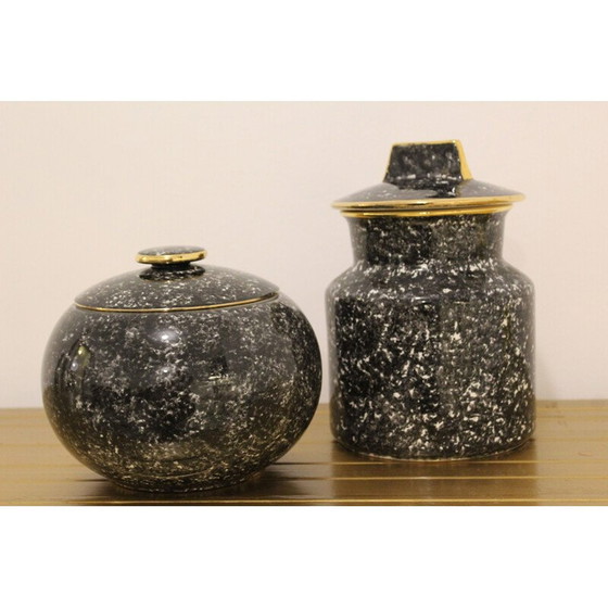 Image 1 of Coppia di vasi vintage in ceramica decorati a mano di Vicenza, Italia 1940