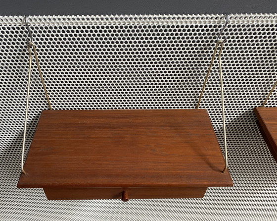 Image 1 of Pair of Teak wall hanging bedside tables Denmark 1960s